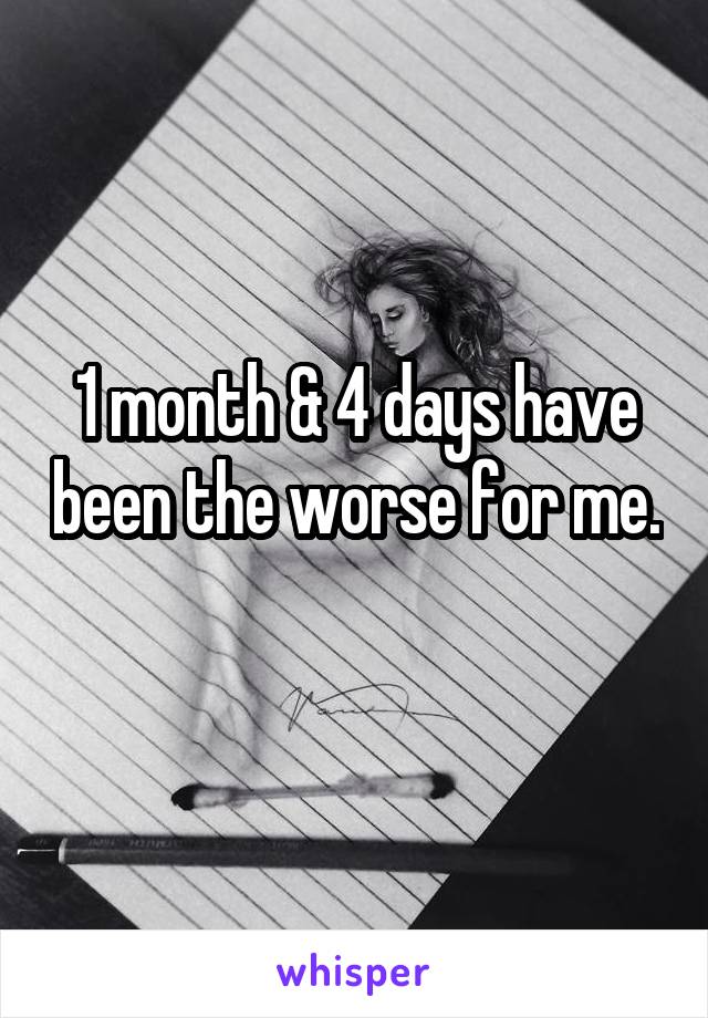 1 month & 4 days have been the worse for me. 