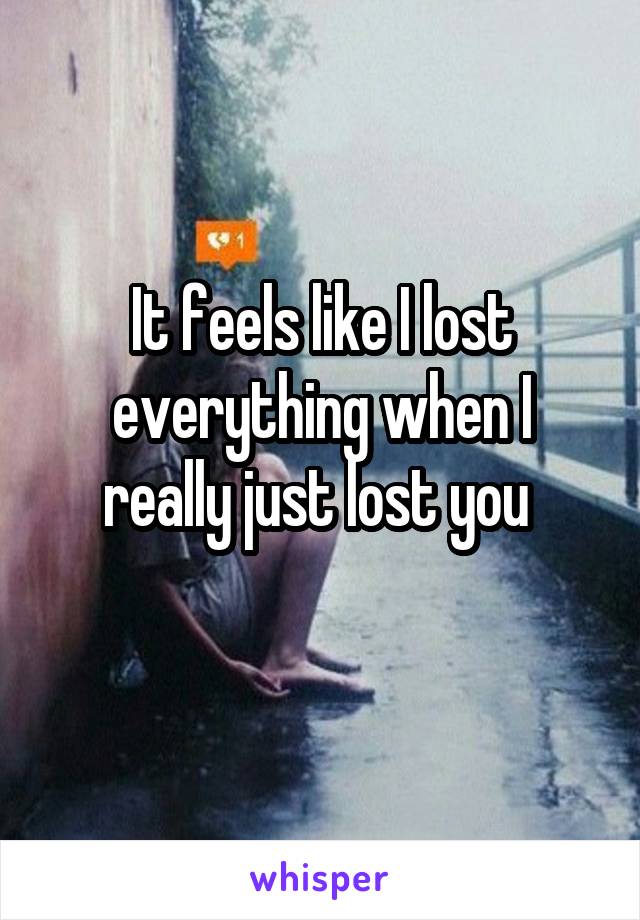 It feels like I lost everything when I really just lost you 
