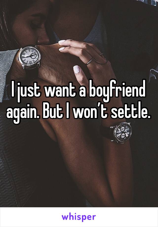 I just want a boyfriend again. But I won’t settle. 