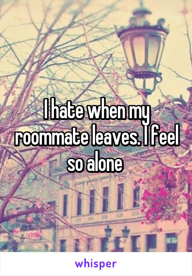 I hate when my roommate leaves. I feel so alone 