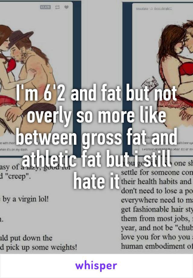 I'm 6'2 and fat but not overly so more like between gross fat and athletic fat but i still hate it
