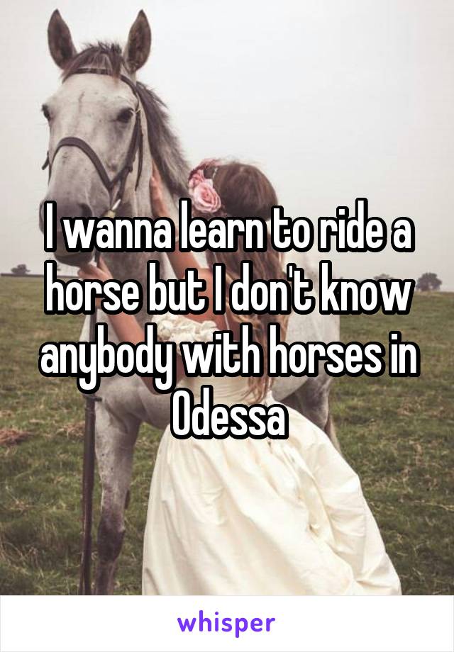 I wanna learn to ride a horse but I don't know anybody with horses in Odessa