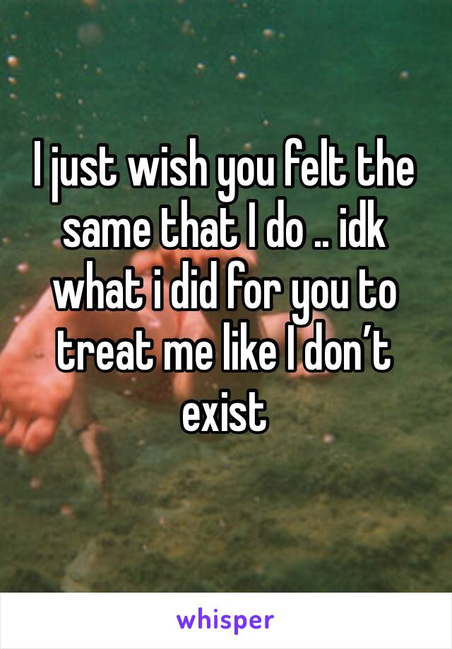 I just wish you felt the same that I do .. idk what i did for you to treat me like I don’t exist
