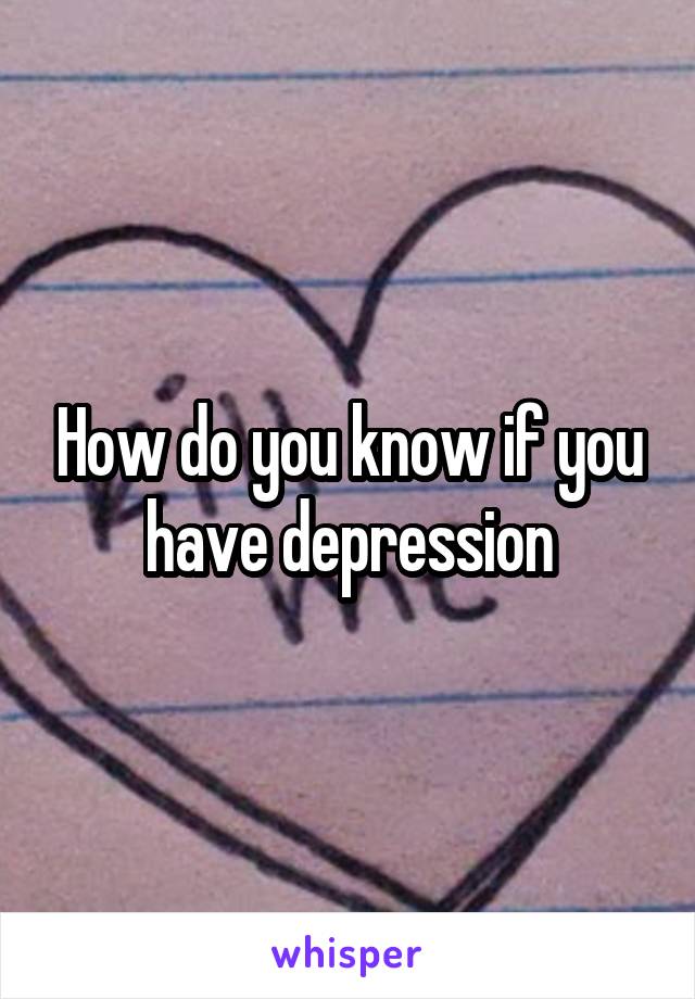 How do you know if you have depression
