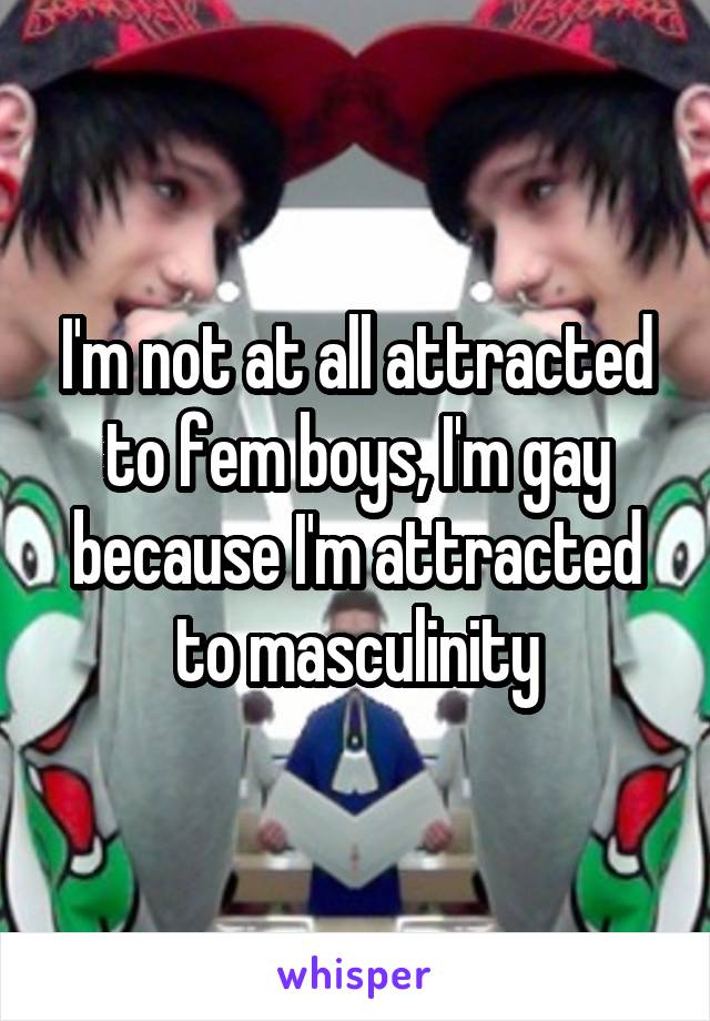 I'm not at all attracted to fem boys, I'm gay because I'm attracted to masculinity