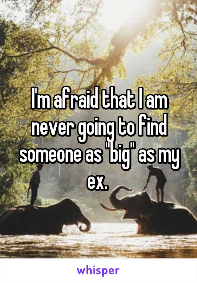 I'm afraid that I am never going to find someone as "big" as my ex. 