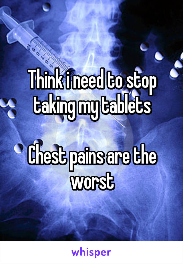 Think i need to stop taking my tablets

Chest pains are the worst