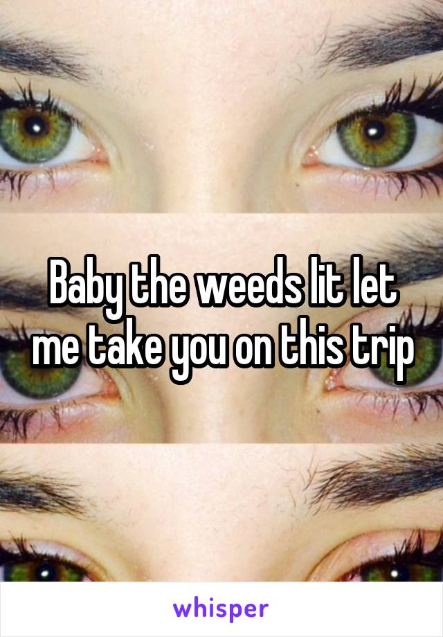 Baby the weeds lit let me take you on this trip