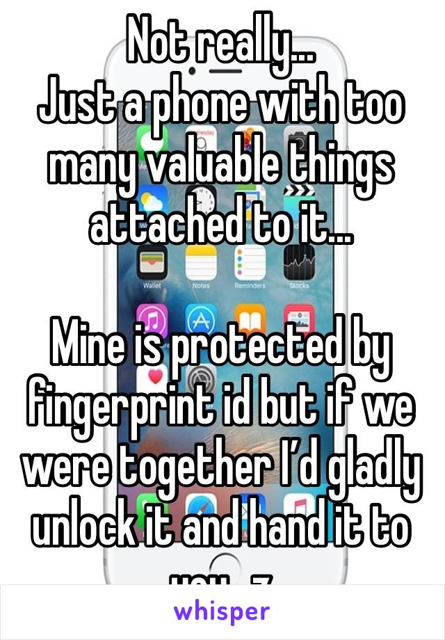 Not really...
Just a phone with too many valuable things attached to it...

Mine is protected by fingerprint id but if we were together I’d gladly unlock it and hand it to you...z