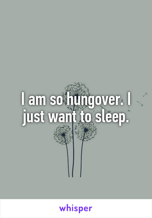 I am so hungover. I just want to sleep.