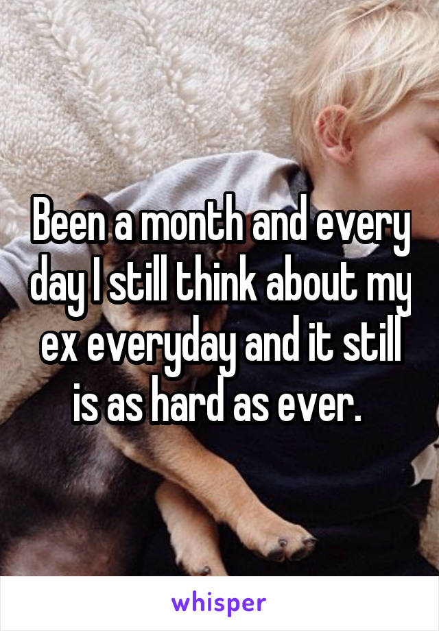 Been a month and every day I still think about my ex everyday and it still is as hard as ever. 