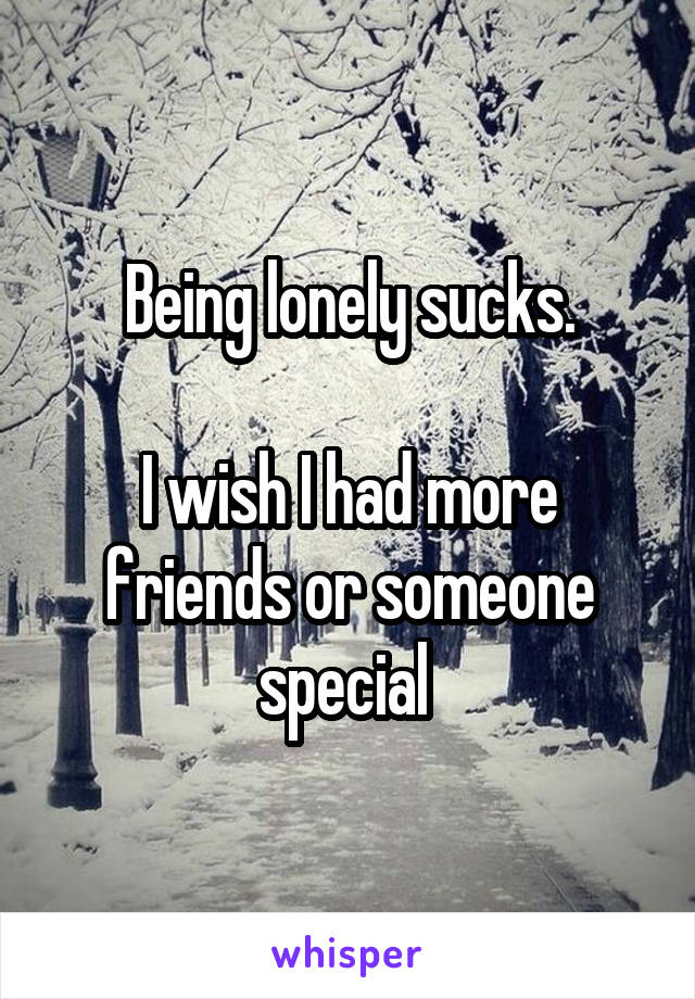 Being lonely sucks.

I wish I had more friends or someone special 