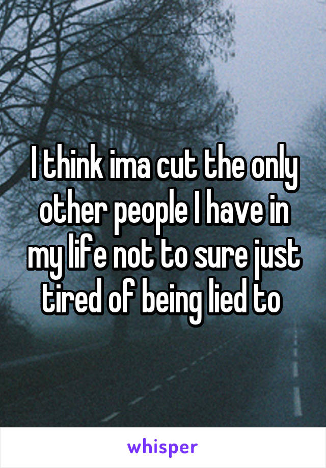 I think ima cut the only other people I have in my life not to sure just tired of being lied to 