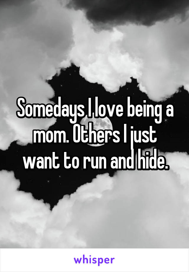 Somedays I love being a mom. Others I just want to run and hide.