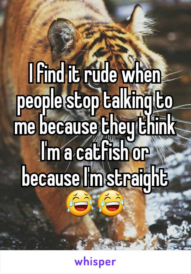 I find it rude when people stop talking to me because they think I'm a catfish or because I'm straight 😂😂