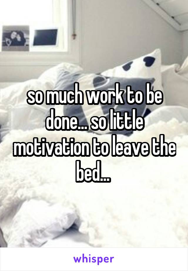 so much work to be done... so little motivation to leave the bed... 