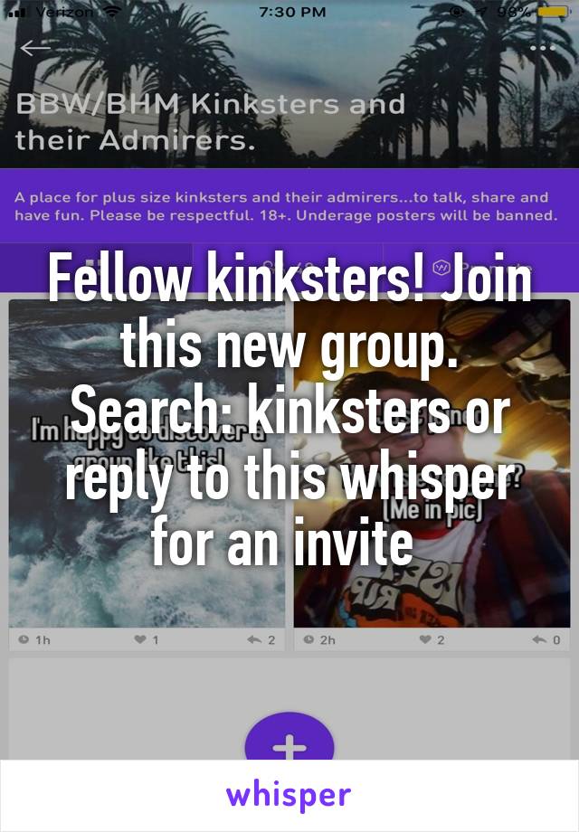 Fellow kinksters! Join this new group. Search: kinksters or reply to this whisper for an invite 