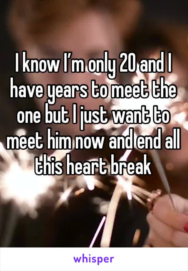 I know I’m only 20 and I have years to meet the one but I just want to meet him now and end all this heart break