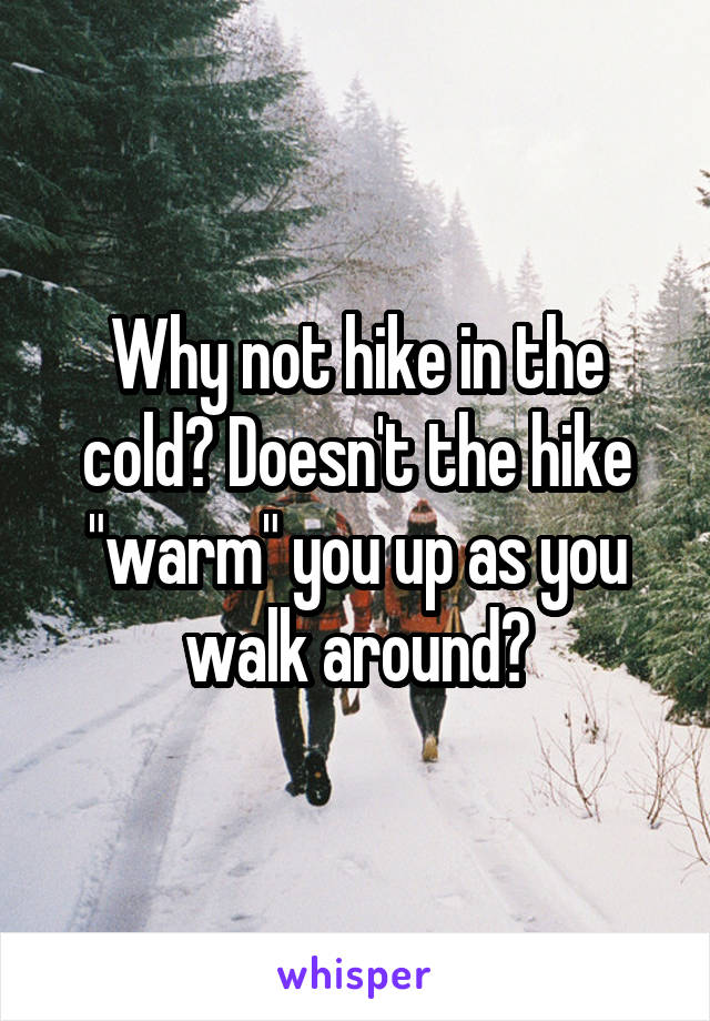Why not hike in the cold? Doesn't the hike "warm" you up as you walk around?