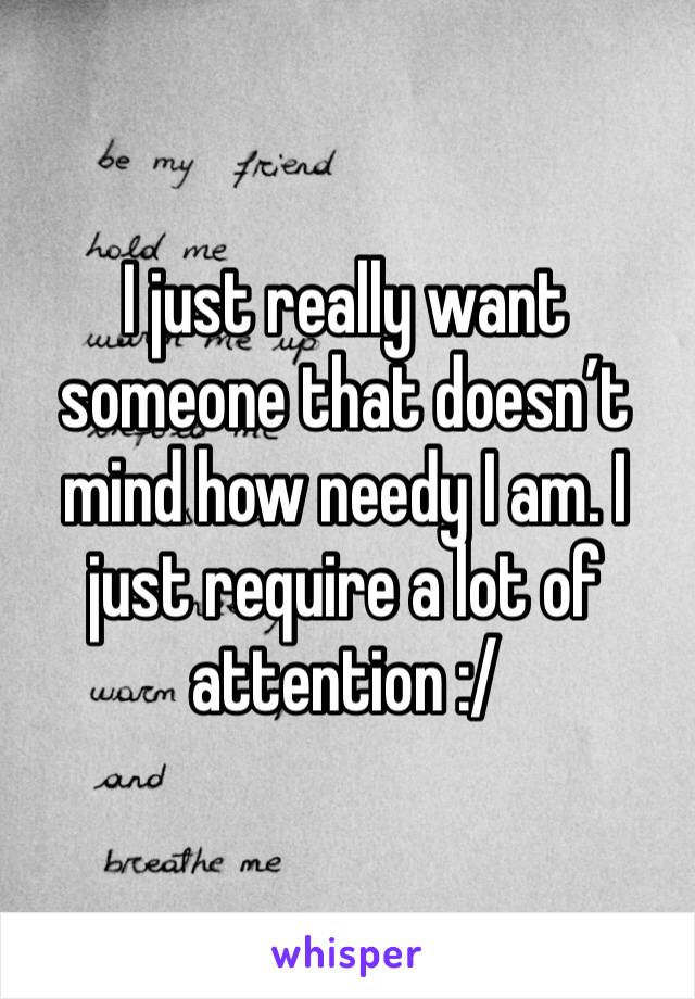 I just really want someone that doesn’t mind how needy I am. I just require a lot of attention :/