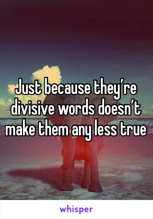 Just because they’re divisive words doesn’t make them any less true
