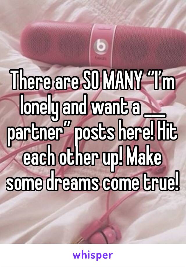 There are SO MANY “I’m lonely and want a ___ partner” posts here! Hit each other up! Make some dreams come true!