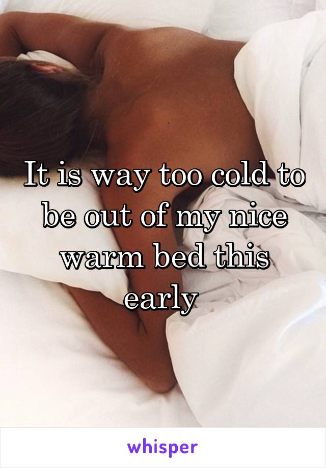 It is way too cold to be out of my nice warm bed this early 