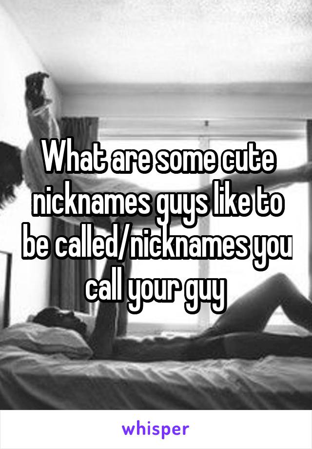 What are some cute nicknames guys like to be called/nicknames you call your guy 