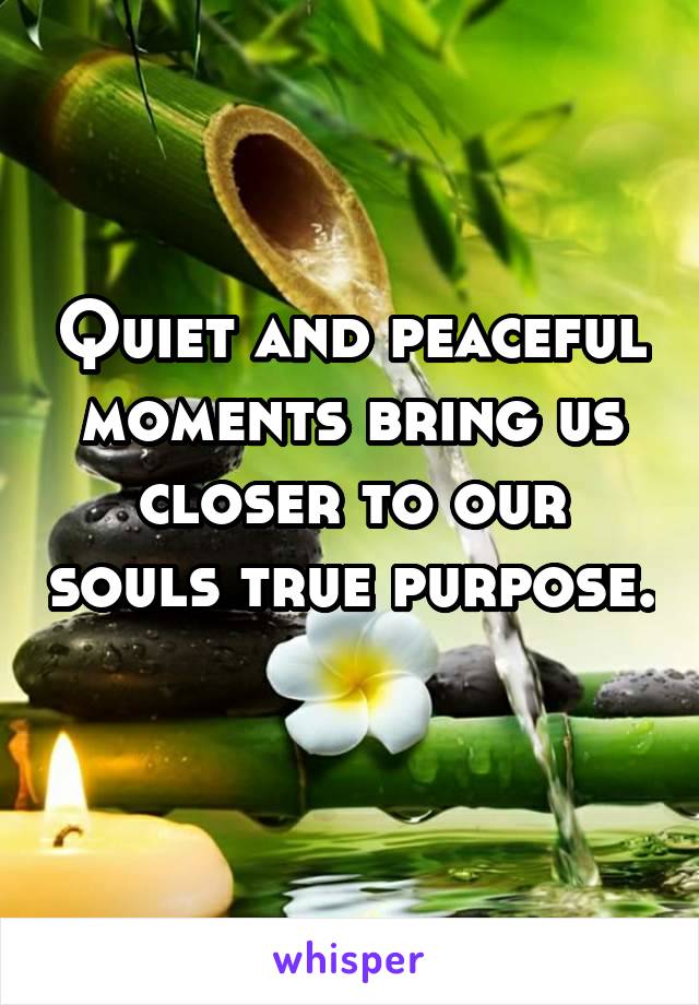 Quiet and peaceful moments bring us closer to our souls true purpose. 