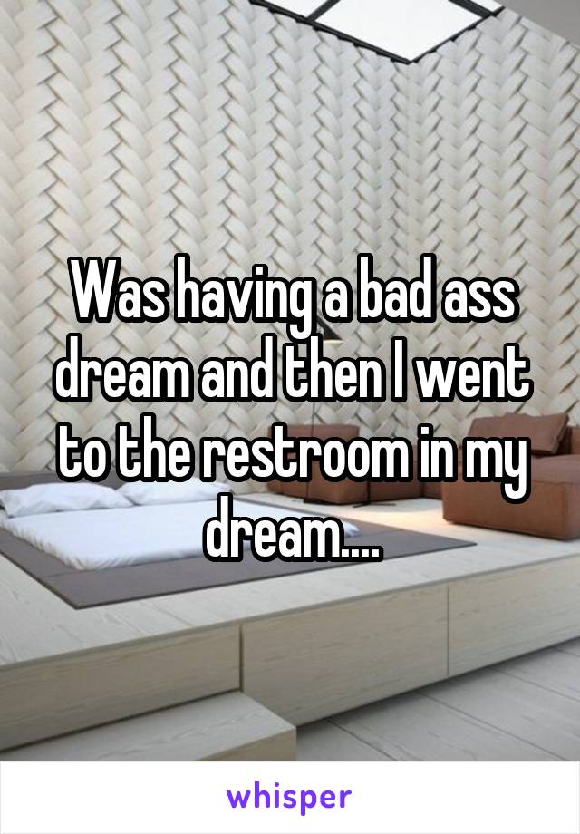 Was having a bad ass dream and then I went to the restroom in my dream....