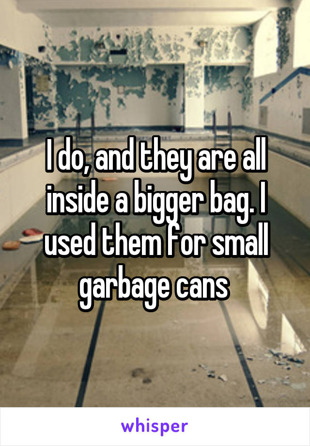I do, and they are all inside a bigger bag. I used them for small garbage cans 