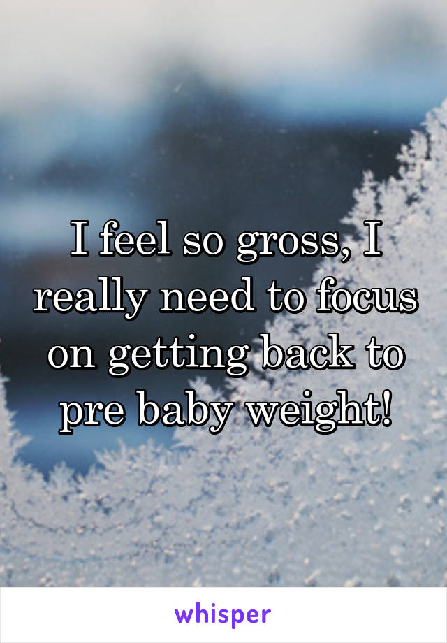 I feel so gross, I really need to focus on getting back to pre baby weight!