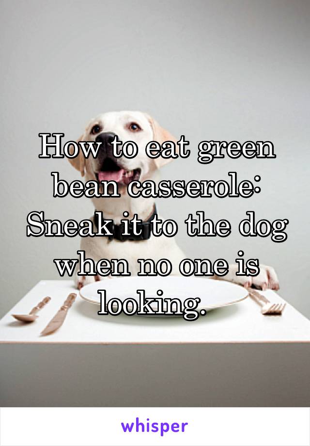 How to eat green bean casserole: Sneak it to the dog when no one is looking. 