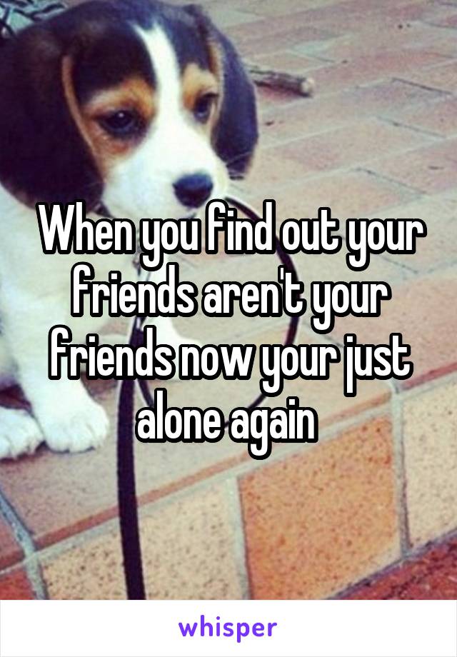 When you find out your friends aren't your friends now your just alone again 