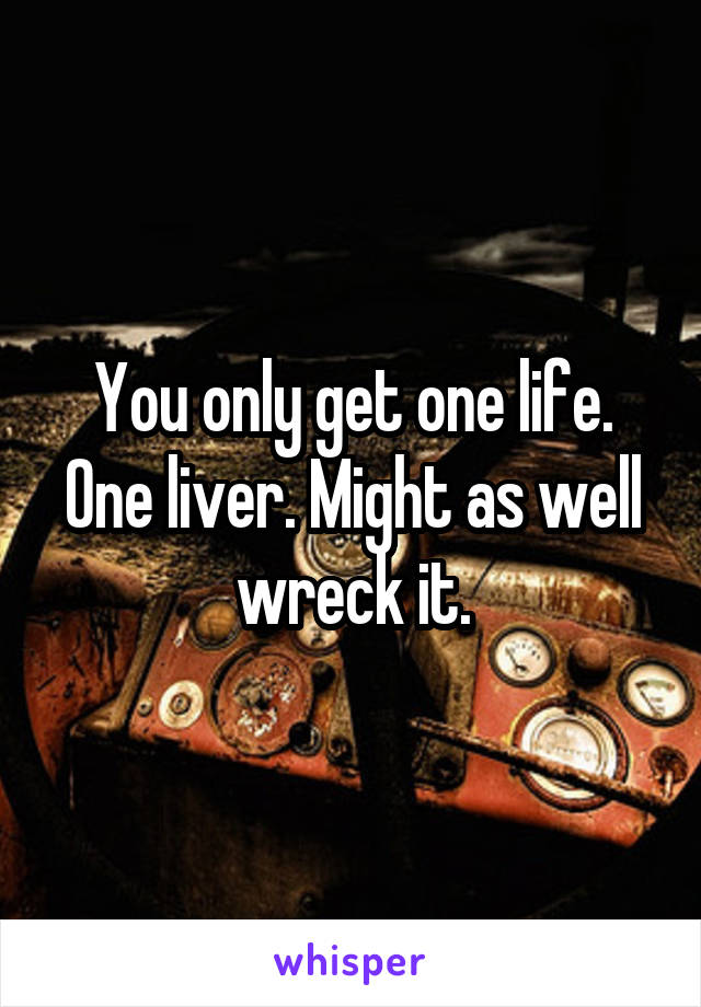 You only get one life. One liver. Might as well wreck it.