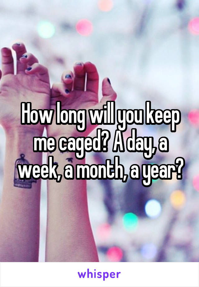 How long will you keep me caged? A day, a week, a month, a year?