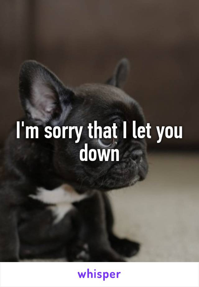 I'm sorry that I let you down