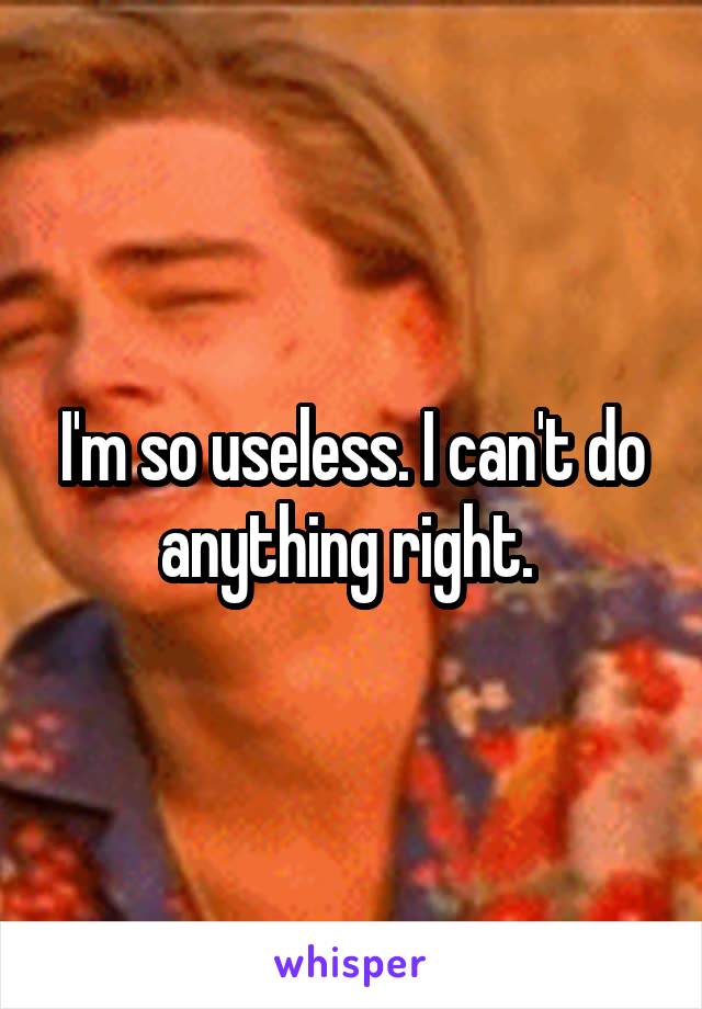 I'm so useless. I can't do anything right. 