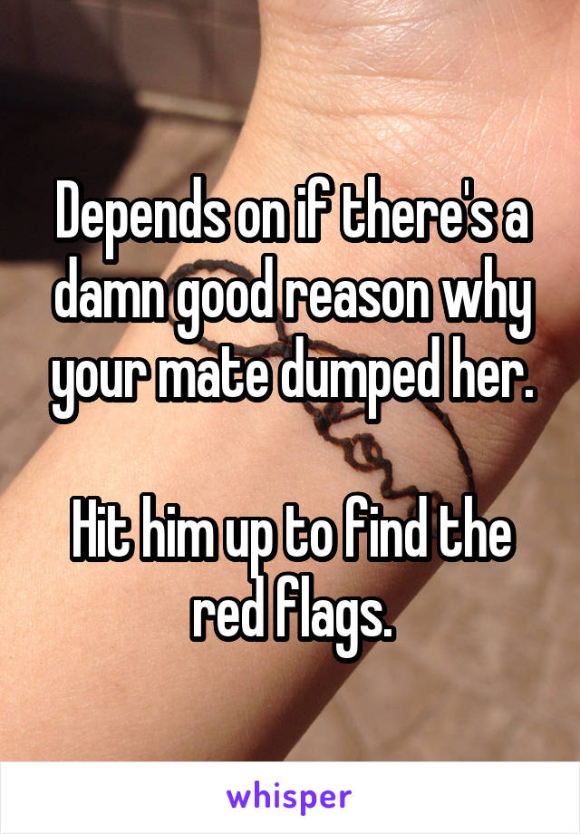 Depends on if there's a damn good reason why your mate dumped her.

Hit him up to find the red flags.