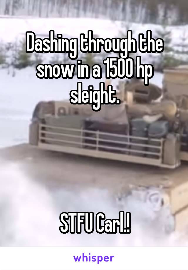 Dashing through the snow in a 1500 hp sleight.




STFU Carl.!