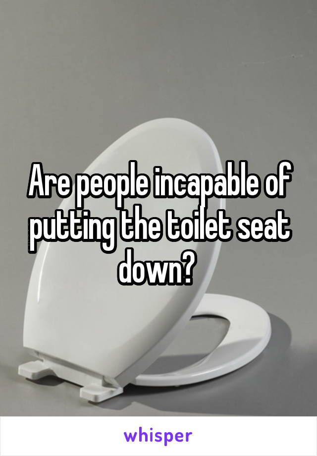 Are people incapable of putting the toilet seat down? 