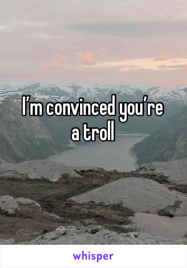 I’m convinced you’re a troll
