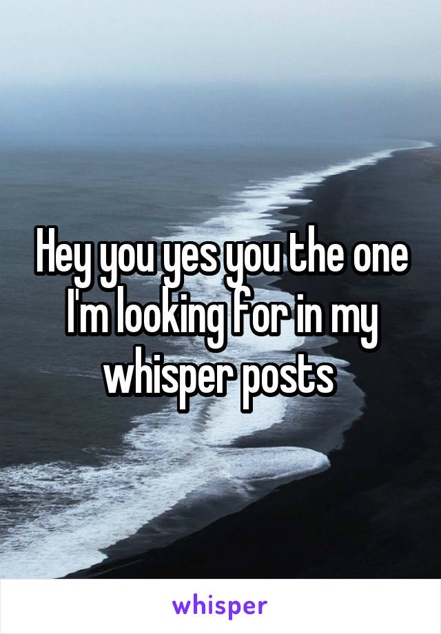 Hey you yes you the one I'm looking for in my whisper posts 