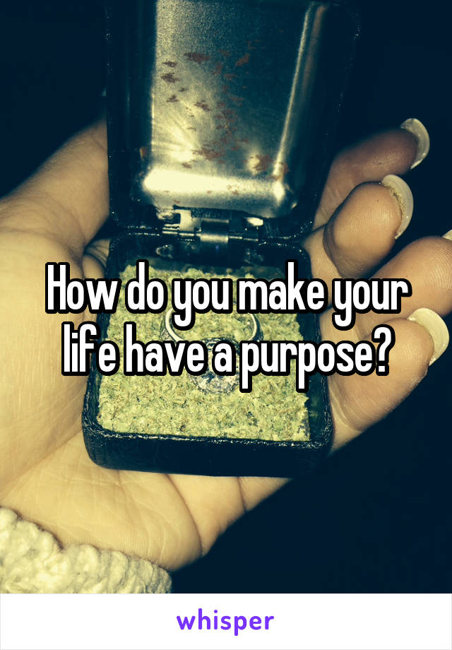 How do you make your life have a purpose?