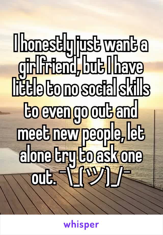 I honestly just want a girlfriend, but I have little to no social skills to even go out and meet new people, let alone try to ask one out. ¯\_(ツ)_/¯