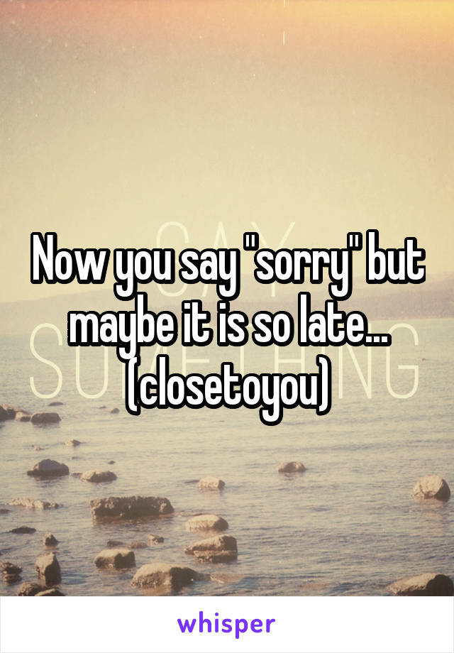 Now you say "sorry" but maybe it is so late... (closetoyou)