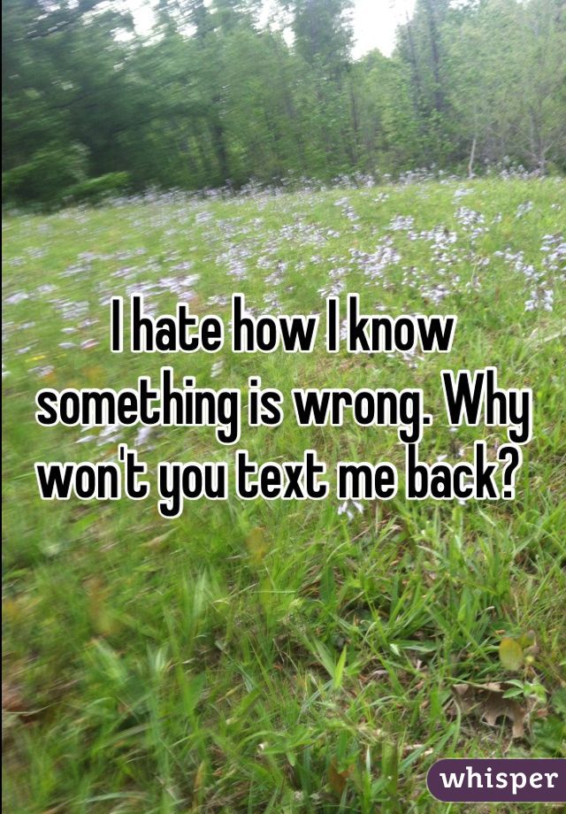 I hate how I know something is wrong. Why won't you text me back? 
