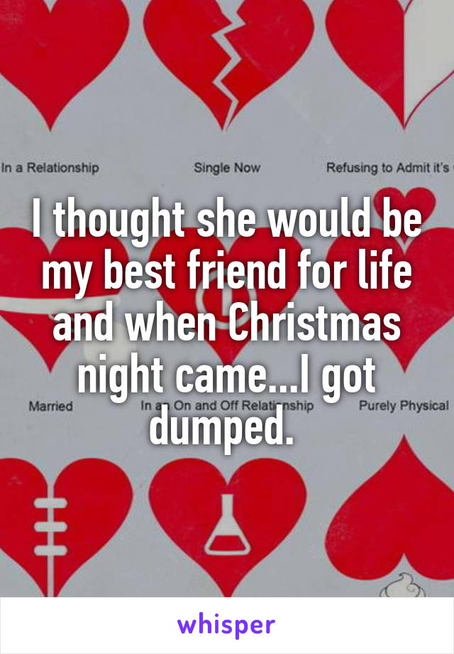 I thought she would be my best friend for life and when Christmas night came...I got dumped. 