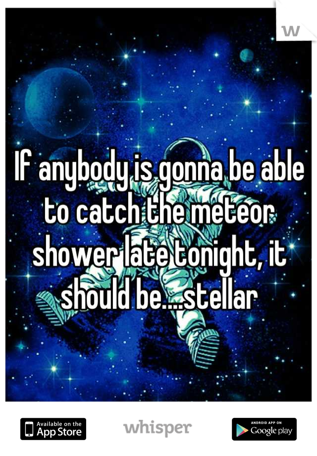 If anybody is gonna be able to catch the meteor shower late tonight, it should be....stellar
