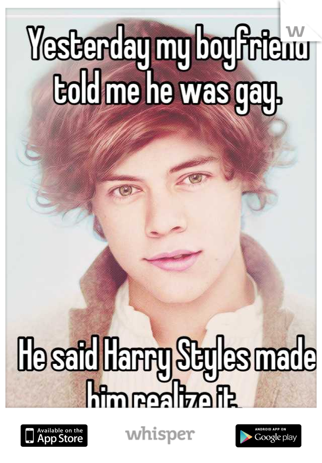 Yesterday my boyfriend told me he was gay. 





He said Harry Styles made him realize it. 